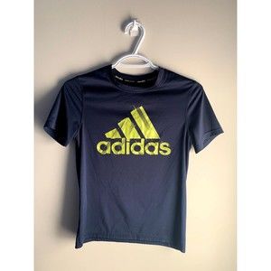 Adidas boys climalite logo tshirt, navy blue and yellow, size M (10/12)